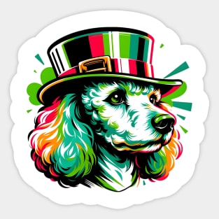 Poodle Dons Leprechaun Hat for Saint Patrick's Day Sticker